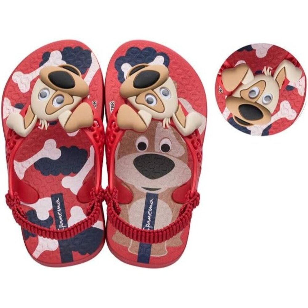 Ipanema Fun Baby Flip Flops (8 Toddler, Red Dog)